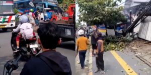Truk Boks Hantam Bus Mangkrak di Madiun, Sopir Terjepit Satu Jam Lebih!