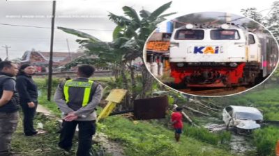 Terpental 20 Meter ke Sawah, Mobil Rombongan Haji Terhantam KA Argo Bromo saat Melintas di Grobogan Jawa Tengah