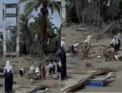 Jembatan Apung di Aceh Tengah Mulai Rusak, Viral Guru Bantu Siswa Seberangi Sungai Berarus Deras