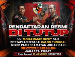Mohammad Rizky Ditetapkan Sebagai Calon Tunggal Ketua PAC Pemuda Pancasila Johar Baru
