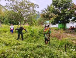 Gotong Royong di Batom sambut HUT Ke-81 TNI